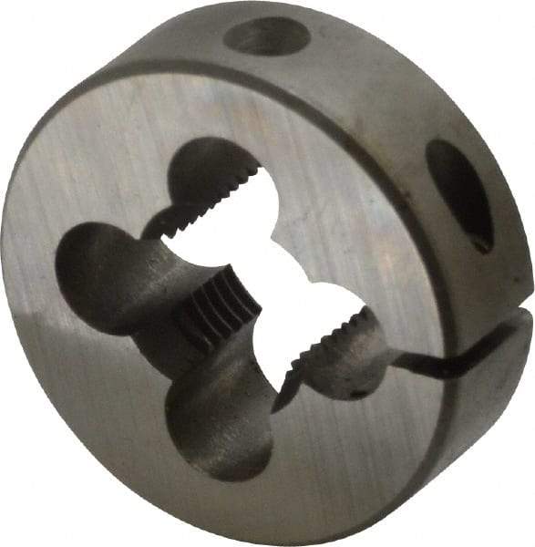 Cle-Line - 9/16-18 UNF Thread, 1-1/2" Outside Diam High Speed Steel Round Die - 1/2" Thick, Right Hand Thread, Adjustable - Exact Tool & Supply
