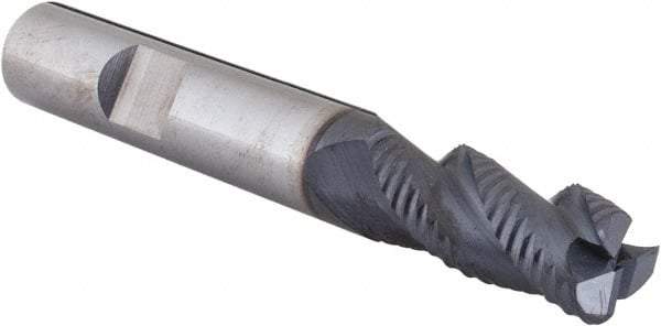 SGS - 10mm Diam, Coarse Pitch, 22mm LOC, 3 Flute Solid Carbide 1.52mm Corner Radius Roughing End Mill - AlTiN Finish, 72mm OAL, 10mm Shank Diam, Single End, Centercutting, 40° Helix - Exact Tool & Supply