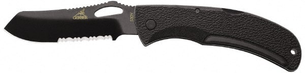 Gerber - 3-1/2" Blade, 8" OAL, Partially Serrated Folding Knife - Exact Tool & Supply