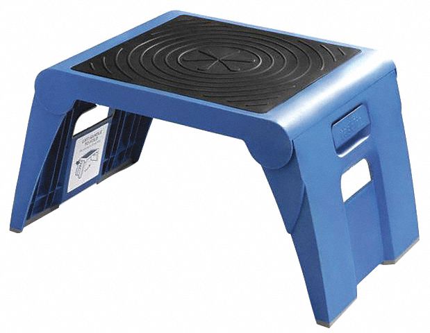 Plastic Folding Step, 9-1/2" Overall Height, 300 lb. Load Capacity, Number of Steps: 1