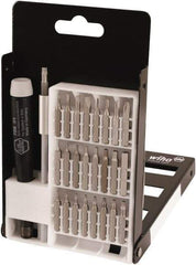 Wiha - 27 Piece, 4mm Drive Screwdriver Micro Bit Set - #000 to #1 Phillips, 0.7 to 4mm Hex, T3 to T15 Torx, 1.5, 2, 3 & 4mm Slotted - Exact Tool & Supply