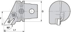 Kennametal - Right Hand Cut, Size KM63, DN.. Insert Compatiblity, External Modular Turning & Profiling Cutting Unit Head - 43mm Ctr to Cutting Edge, 60mm Head Length, Through Coolant, Series Kenloc - Exact Tool & Supply