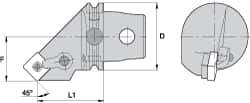Kennametal - Left Hand Cut, Size KM63, SN.. Insert Compatiblity, Internal Modular Turning & Profiling Cutting Unit Head - 43mm Ctr to Cutting Edge, 72mm Head Length, Through Coolant, Series Kenloc - Exact Tool & Supply