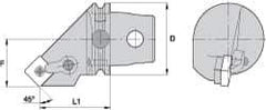 Kennametal - Left Hand Cut, Size KM63, SN.. Insert Compatiblity, Internal Modular Turning & Profiling Cutting Unit Head - 43mm Ctr to Cutting Edge, 72mm Head Length, Through Coolant, Series Kenloc - Exact Tool & Supply