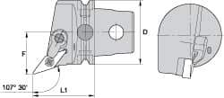 Kennametal - Right Hand Cut, Size KM63, VN.. Insert Compatiblity, External Modular Turning & Profiling Cutting Unit Head - 43mm Ctr to Cutting Edge, 60mm Head Length, Through Coolant, Series Kenloc - Exact Tool & Supply