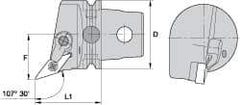 Kennametal - Right Hand Cut, Size KM63, VN.. Insert Compatiblity, External Modular Turning & Profiling Cutting Unit Head - 43mm Ctr to Cutting Edge, 60mm Head Length, Through Coolant, Series Kenloc - Exact Tool & Supply