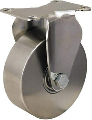 Hamilton - 4" Diam x 1-3/8" Wide x 5-1/8" OAH Top Plate Mount Rigid Caster - Forged Steel, 325 Lb Capacity, Plain Bore Bearing, 2-3/8 x 3-5/8" Plate - Exact Tool & Supply