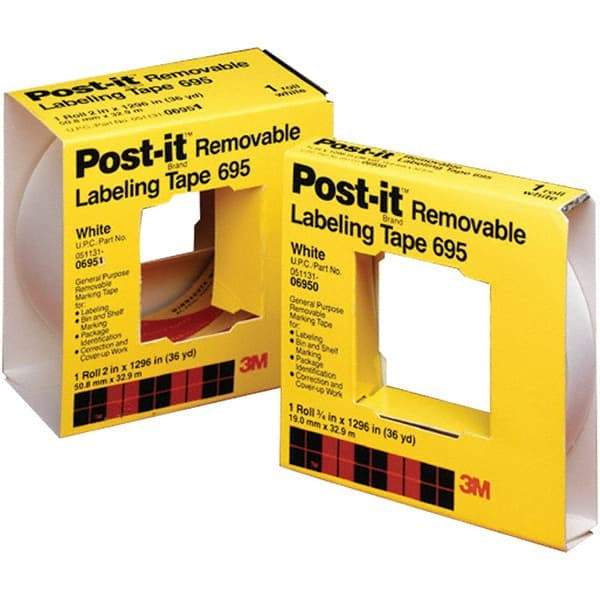 3M - 2" Wide x 36 yds Long, 695 Box Sealing & Label Protection Tape - White - Exact Tool & Supply