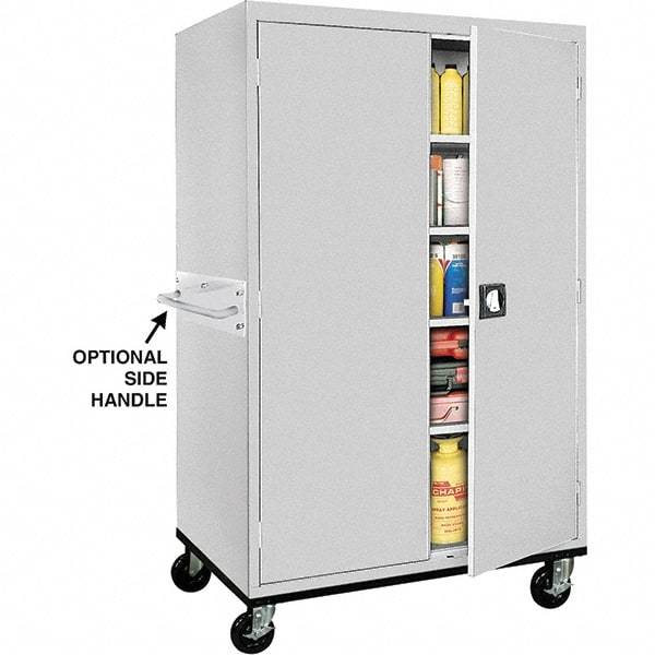 Sandusky Lee - 5 Shelf Mobile Storage Cabinet - Steel, 46" Wide x 24" Deep x 72" High, Dove Gray - Exact Tool & Supply