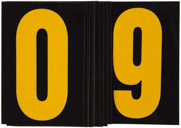 Made in USA - Letter Label - Legend: 0-9, English, Yellow & Black - Exact Tool & Supply