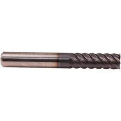 Emuge - 25mm Diam, 75mm LOC, 10 Flute Solid Carbide Roughing & Finishing End Mill - TiAlN Finish, 150mm OAL, 25mm Shank Diam, Cylindrical Shank, 50° Helix, Extra Long Length - Exact Tool & Supply