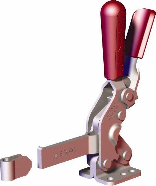 De-Sta-Co - 1,000 Lb Holding Capacity, Vertical Handle, Manual Hold Down Toggle Clamp - 64° Handle Movement, 76° Bar Opening, Solid Bar, Flanged Base, Carbon Steel - Exact Tool & Supply