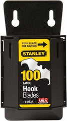 Stanley - 100 Piece High Carbon Steel Hook Blade - 48mm OAL, 1-7/8" Blade Length, 0.024" Blade Thickness - Exact Tool & Supply
