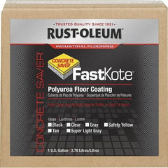 Rust-Oleum - 1 Gal Safety Yellow Gloss Finish Floor Coating - 400 Sq Ft per Gal, Interior/Exterior, <50 gL VOC Compliance - Exact Tool & Supply