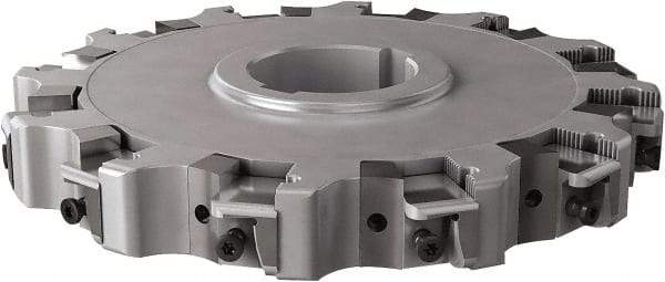 Seco - Arbor Hole Connection, 0.63" Cutting Width, 2.413" Depth of Cut, 8" Cutter Diam, 2" Hole Diam, 12 Tooth Indexable Slotting Cutter - 335.25 Toolholder, XNHQ, LNHQ Insert, Right Hand Cutting Direction - Exact Tool & Supply