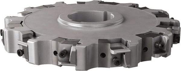 Seco - Arbor Hole Connection, 1.26" Cutting Width, 2.413" Depth of Cut, 8" Cutter Diam, 2" Hole Diam, 6 Tooth Indexable Slotting Cutter - 335.25 Toolholder, XNHQ, LNHQ Insert, Right Hand Cutting Direction - Exact Tool & Supply