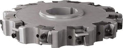 Seco - Arbor Hole Connection, 1.26" Cutting Width, 2.413" Depth of Cut, 8" Cutter Diam, 2" Hole Diam, 6 Tooth Indexable Slotting Cutter - 335.25 Toolholder, XNHQ, LNHQ Insert, Right Hand Cutting Direction - Exact Tool & Supply