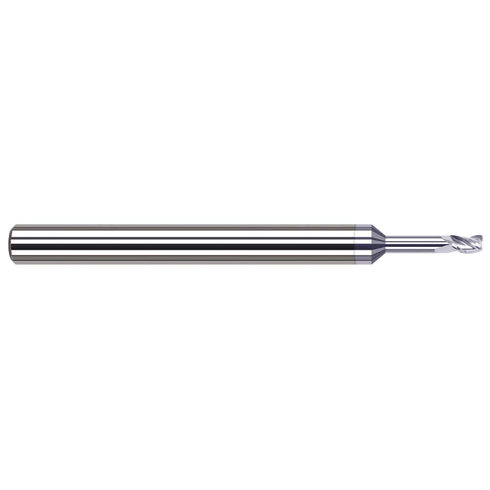 Corner Radius End Mill: 0.031″ Dia, 3/64″ LOC, 0.003″ Radius, 3 Flutes, Solid Carbide 2-1/2″ OAL, 1/8″ Shank Dia, 42 ° Helix, TiB2 Coated, Corner Radius End