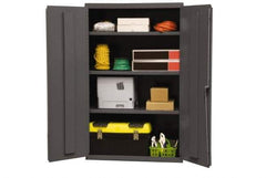 Durham - 3 Shelf Locking Storage Cabinet - Steel, 36" Wide x 18" Deep x 60" High, Gray - Exact Tool & Supply