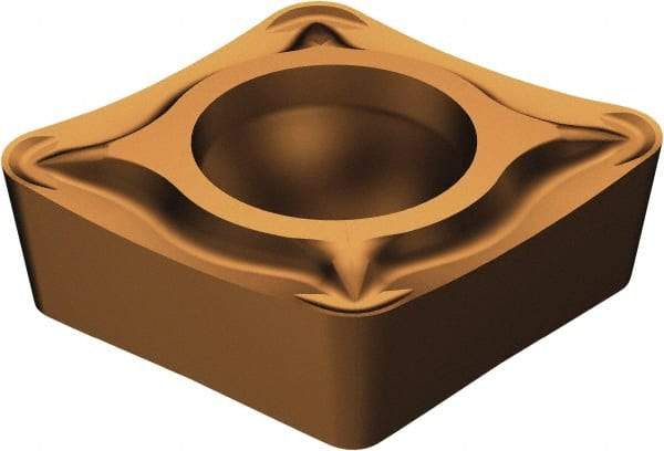 Sandvik Coromant - CCMT32.51 UM Grade 1125 Carbide Turning Insert - TiAlN/AlCr2O3 Finish, 80° Diamond, 3/8" Inscr Circle, 5/32" Thick, 1/64" Corner Radius - Exact Tool & Supply