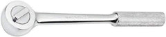 SK - 1/2" Drive Round Head Ratchet - Full Polish Chrome Finish, 10-1/2" OAL, 50 Gear Teeth, Full Polished Knurled Handle, Reversible Head - Exact Tool & Supply