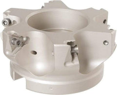 Iscar - 6 Inserts, 4" Cut Diam, 1-1/2" Arbor Diam, 17/32" Max Depth of Cut, Indexable Square-Shoulder Face Mill - 2" High, H690 TNKX 160610 Insert Compatibility, Through Coolant, Series Helido - Exact Tool & Supply