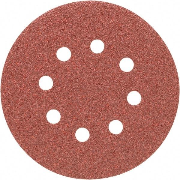 Porter-Cable - 5" Diam, 60 Grit Zirconia Alumina Adhesive PSA Disc - Medium Grade, Tan, C Weighted Backing, Flexible, 13,000 Max RPM - Exact Tool & Supply