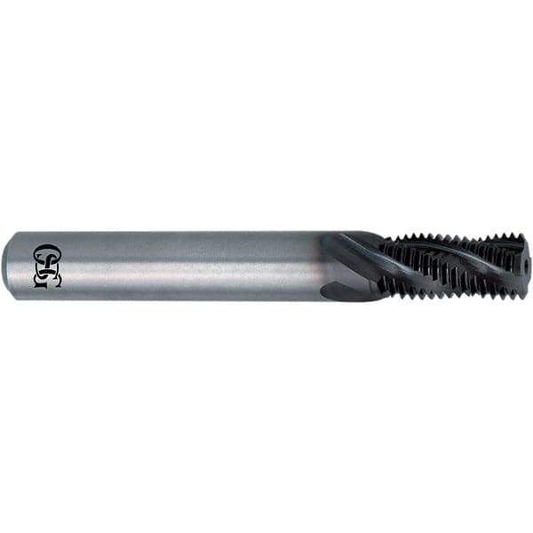 OSG - 7/16-14 UNC, 0.35" Cutting Diam, 4 Flute, Solid Carbide Helical Flute Thread Mill - External Thread, 0.712" LOC, 3" OAL, 3/8" Shank Diam - Exact Tool & Supply