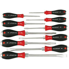 Wiha - 10 Piece Slotted & Phillips Screwdriver Set - Bit Sizes: Philips #1, #2 & #3, Comes in Box - Exact Tool & Supply