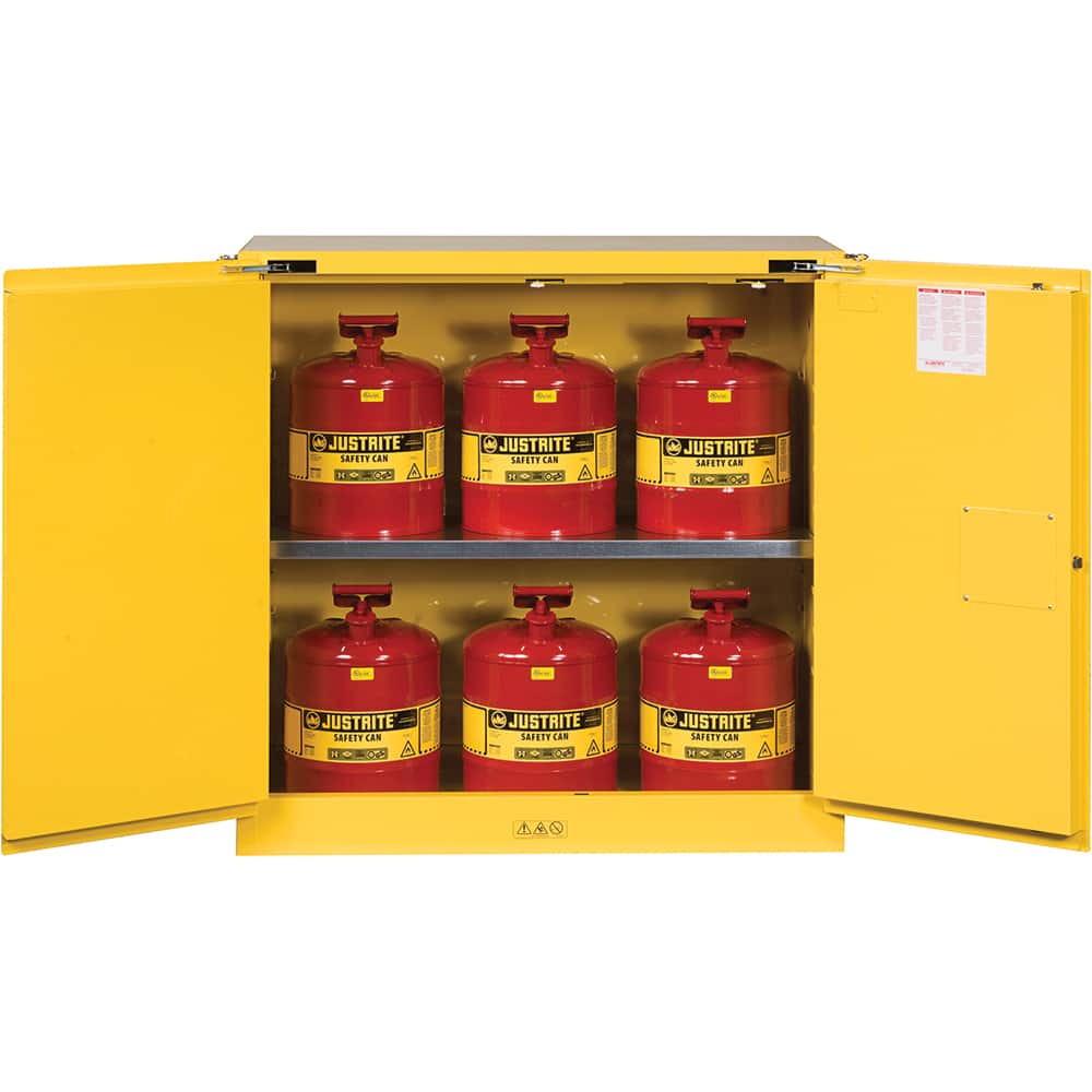 Justrite - 2 Door 1 Shelf 30 Gal Safety Cabinet for Flammable Substances - Exact Tool & Supply