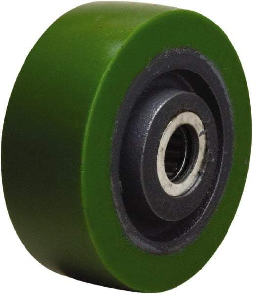 Hamilton - 4 Inch Diameter x 1-1/2 Inch Wide, Polyurethane on Cast Iron Caster Wheel - 675 Lb. Capacity, 1-5/8 Inch Hub Length, 1/2 Inch Axle Diameter, Straight Roller Bearing - Exact Tool & Supply