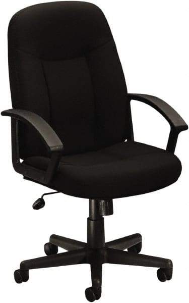 Basyx - 44" High Executive High Back Swivel Tilt Chair - 26" Wide x 33-1/2" Deep, 100% Polyester Seat, Black - Exact Tool & Supply