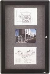 Quartet - 24" Wide x 36" High Enclosed Cork Bulletin Board - Gray - Exact Tool & Supply