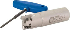 Iscar - 1-1/4" Cut Diam, 0.472" Max Depth of Cut, 1-1/4" Shank Diam, 4-1/4" OAL, Indexable Square Shoulder Helical End Mill - H490 AN.X 12 Inserts, Weldon Shank, 90° Lead Angle, Through Coolant, Series Helido - Exact Tool & Supply