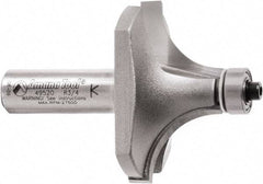 Amana Tool - 2" Cut Diam, 1" Length of Cut, 2 Flute Round-Over Edge Profile Router Bit - Carbide-Tipped, 1/2" Shank Diam, 2-7/8" OAL, Uncoated - Exact Tool & Supply