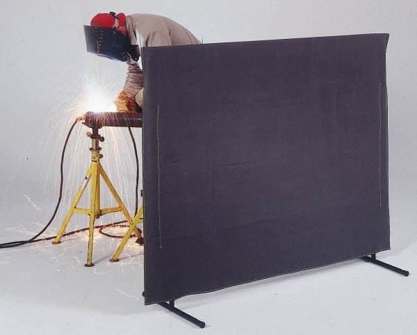 Singer Safety - 6 Ft. Wide x 5 Ft. High, 30 mil Thick Cotton Duck Portable Welding Screen Kit - Olive - Exact Tool & Supply