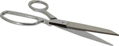 Heritage Cutlery - 4" LOC, 9" OAL Chrome Plated Standard Shears - Right Hand, Metal Bent Handle, For General Purpose Use - Exact Tool & Supply