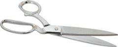 Heritage Cutlery - 4-3/4" LOC, 10" OAL Chrome Plated Standard Shears - Right Hand, Metal Bent Handle, For General Purpose Use - Exact Tool & Supply