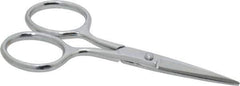 Heritage Cutlery - 1-3/8" LOC, 4" OAL Chrome Plated Double Sharp Point Scissors - Right Hand, Metal Straight Handle, For Sewing - Exact Tool & Supply