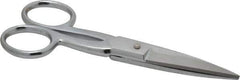Heritage Cutlery - 2" LOC, 5-1/2" OAL Chrome Plated Double Sharp Point Scissors - Right Hand, Metal Straight Handle, For Sewing - Exact Tool & Supply
