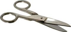 Heritage Cutlery - 1-7/8" LOC, 5-1/4" OAL Carbon Nickel Plated Standard Scissors - Right Hand, Metal Straight Handle, For Electrical - Exact Tool & Supply