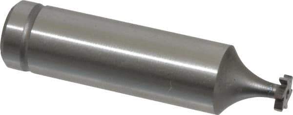 Made in USA - 1/4" Diam x 1/16" Face Width, Cobalt, 6 Teeth, Shank Connection Woodruff Keyseat Cutter - Uncoated, 2-1/16" OAL x 1/2" Shank, Straight Teeth, ANSI 202, Old Standard 201 - Exact Tool & Supply