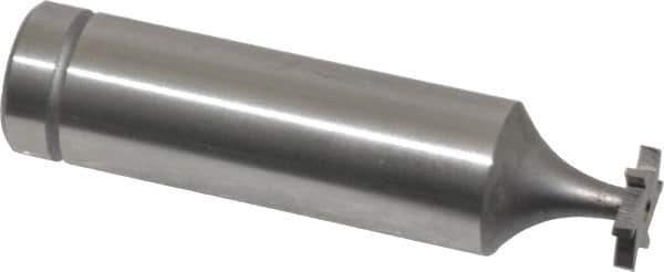 Made in USA - 3/8" Diam x 1/16" Face Width, Cobalt, 6 Teeth, Shank Connection Woodruff Keyseat Cutter - Uncoated, 2-1/16" OAL x 1/2" Shank, Straight Teeth, ANSI 203, Old Standard 211 - Exact Tool & Supply