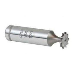 Made in USA - 1/2" Diam x 1/16" Face Width, Cobalt, 10 Teeth, Shank Connection Woodruff Keyseat Cutter - Uncoated, 2-1/16" OAL x 1/2" Shank, Straight Teeth, ANSI 204, Old Standard 1 - Exact Tool & Supply