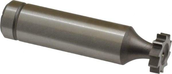 Made in USA - 1/2" Diam x 1/8" Face Width, Cobalt, 10 Teeth, Shank Connection Woodruff Keyseat Cutter - Uncoated, 2-1/8" OAL x 1/2" Shank, Straight Teeth, ANSI 404, Old Standard 3 - Exact Tool & Supply