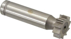 Made in USA - 3/4" Diam x 1/4" Face Width, Cobalt, 10 Teeth, Shank Connection Woodruff Keyseat Cutter - Uncoated, 2-1/4" OAL x 1/2" Shank, Straight Teeth, ANSI 806, Old Standard 91 - Exact Tool & Supply