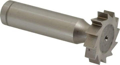 Made in USA - 1" Diam x 7/32" Face Width, Cobalt, 12 Teeth, Shank Connection Woodruff Keyseat Cutter - Uncoated, 2-7/32" OAL x 1/2" Shank, Straight Teeth, ANSI 708, Old Standard 14 - Exact Tool & Supply