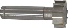 Made in USA - 1" Diam x 3/8" Face Width, Cobalt, 12 Teeth, Shank Connection Woodruff Keyseat Cutter - Uncoated, 2-3/8" OAL x 1/2" Shank, Straight Teeth, ANSI 1208, Old Standard 152 - Exact Tool & Supply