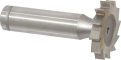 Made in USA - 1-1/8" Diam x 3/16" Face Width, Cobalt, 12 Teeth, Shank Connection Woodruff Keyseat Cutter - Uncoated, 2-3/16" OAL x 1/2" Shank, Straight Teeth, ANSI 609, Old Standard 16 - Exact Tool & Supply