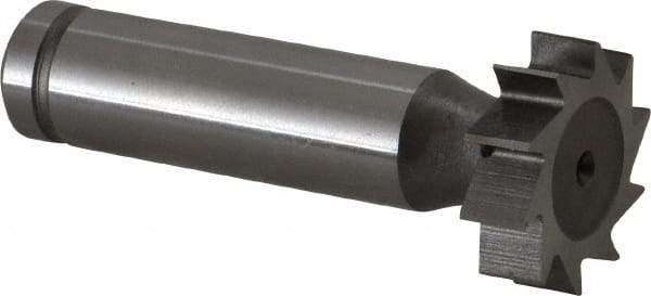 Made in USA - 7/8" Diam x 1/4" Face Width, Cobalt, 10 Teeth, Shank Connection Woodruff Keyseat Cutter - Uncoated, 2-1/4" OAL x 1/2" Shank, Straight Teeth, ANSI 807, Old Standard A - Exact Tool & Supply